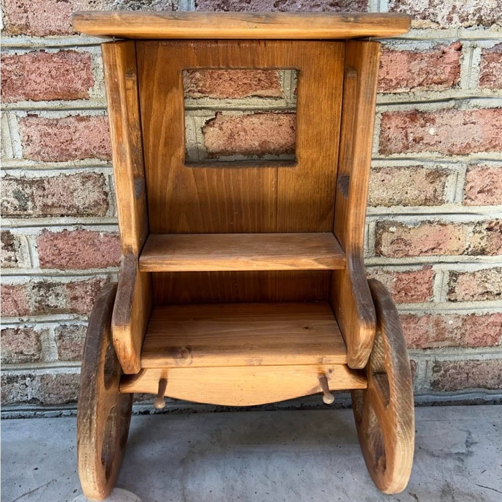 Amish buggy Rustic Wooden Cart Shelf